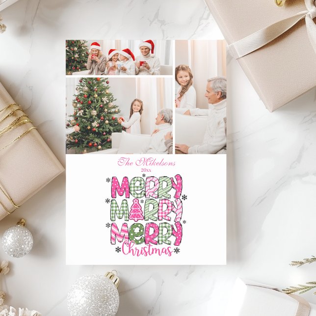 Cartão De Festividades 3 Foto: Feriado de Natal Verde Rosa (Criador carregado)