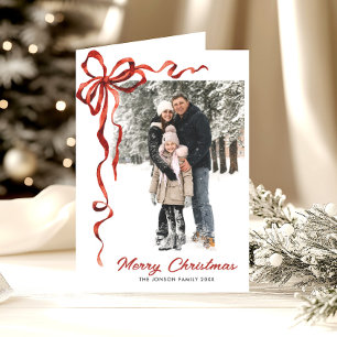 Cartão De Festividades 3 Foto Festiva Natal Boho Friso Arco Vermelho