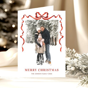 Cartão De Festividades 3 Foto Festiva Natal Boho Friso Arco Vermelho