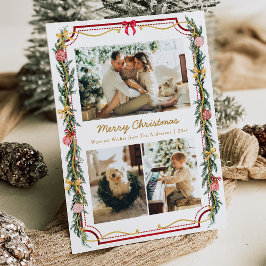 Cartão De Festividades 3 Foto Festiva Natal Folhagem Botânica e Arcos