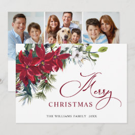 Cartão De Festividades 3 FOTO Saudação de Natal Elegante Poinsettia
