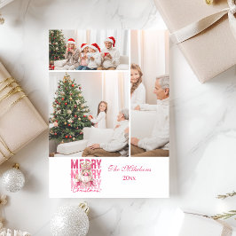 Cartão De Festividades 3 Foto Vintage Pink Nutcracker Natal