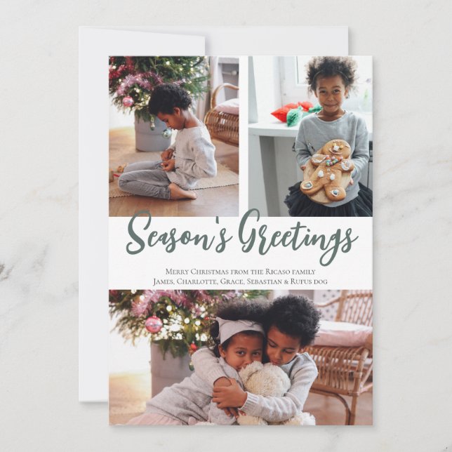 Cartão De Festividades 3 Fotografias Congratulam-se com o Padrão de Erro (Frente)