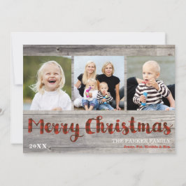 Cartão De Festividades 3 Fotografias Rustic Christmas Wood and Xadrez Fla