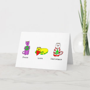 Cartão De Festividades 3 Wise Cats - Peace, Love, Christmas - Holiday