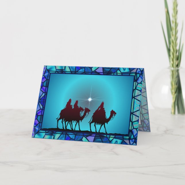 Cartão De Festividades 3 WISEMEN,STAR & BORDER por SHARON SHARPE (Frente)