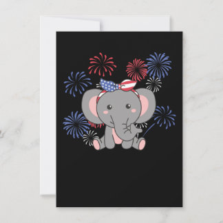 Cartão De Festividades 4 De Julho, American Elephant Kids Usa Fireworks H