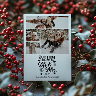 Cartão De Festividades 4 Flocos de Neve Natal Sr e Sra
