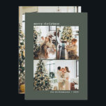 Cartão De Festividades 4 Foto da Máquina de Escritor Minimalista Sage Gre<br><div class="desc">Mínimalista 4 Fotos (3 colagens na frente,  1 foto na parte traseira) Typewrite Typografia Merry Christmas Holiday Card em Sage Green</div>