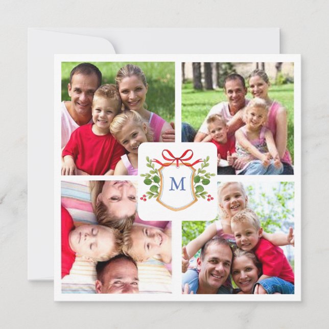 Cartão De Festividades 4 Foto de Natal na Praça Monograma (Frente)