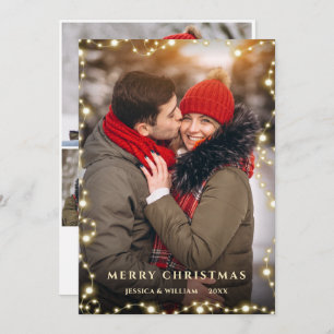 Cartão De Festividades 4 FOTO Feliz Natal Dourado Saudação Sparkle