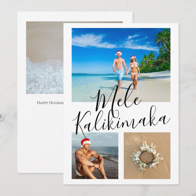Cartão De Festividades 4 Foto Mele Kalikimaka Natal Personalizado (Frente/Verso)