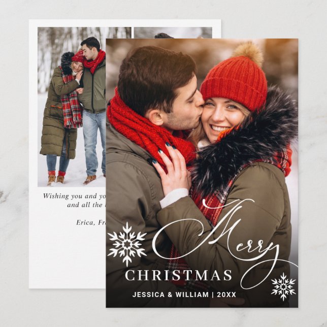 Cartão De Festividades 4 FOTO Moderna Feliz Natal Saudação (Frente/Verso)