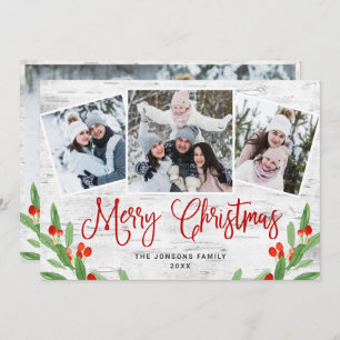 Cartão De Festividades 4 FOTO Natal Rustic Birtic Latido Saudação