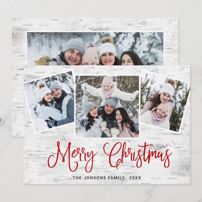 Cartão De Festividades 4 FOTO Natal Rustic Birtic Latido Saudação (Frente/Verso)