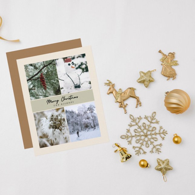 Cartão De Festividades 4 Foto Personalizada Saudação de Feliz Natal (Criador carregado)