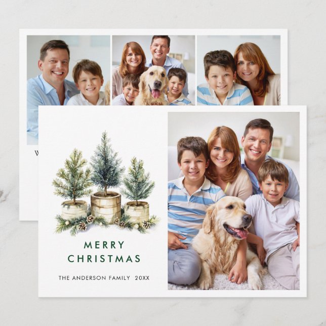 Cartão De Festividades 4 FOTO Saudação Mínima da Árvore de Natal (Frente/Verso)