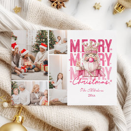 Cartão De Festividades 4 Foto Vintage Pink Nutcracker Natal