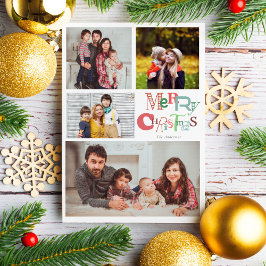 Cartão De Festividades 4 Fotografia Colagem Feliz Tipografia de Natal