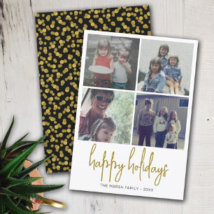 Cartão De Festividades 4 Fotografias de Pontos Negros e Dourados - Feliz