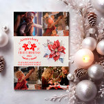 Cartão De Festividades 4 fotos do primeiro Natal do Bebê Floral Elegante<br><div class="desc">Capture a alegria do primeiro Natal do seu bebê com um cartão postal de feriado maravilhosamente projetado que lhe permite compartilhar vários momentos de precioso. O nosso primeiro cartão postal de Natal do Elegante Floral Bebê das 4 Fotografias combina elegância e sentimentalidade, perfeito para mostrar o seu pequeno num estilo...</div>