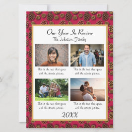 Cartão De Festividades 4 Fotos Família Ano em Revisão Personalizar Feriad