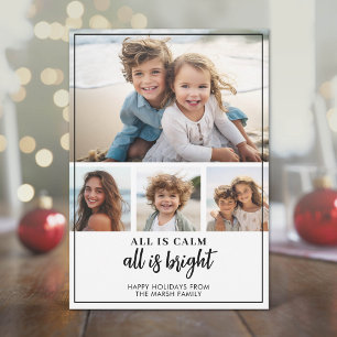 Cartão De Festividades 4 Fotos - Tudo Tranquilo Preto e Branco Natal