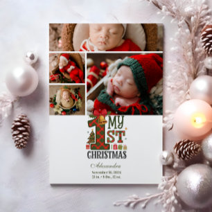 Cartão De Festividades 4 Fotos Xadrez Primeiro Natal