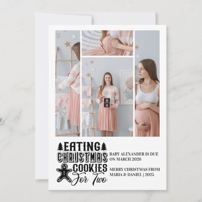 Cartão De Festividades 4 Photo Christmas Cookies for 2 Pregnancy  (Frente)