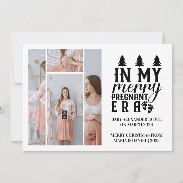 Cartão De Festividades 4 Photo In My Merry Pregnant Era Christmas (Frente)