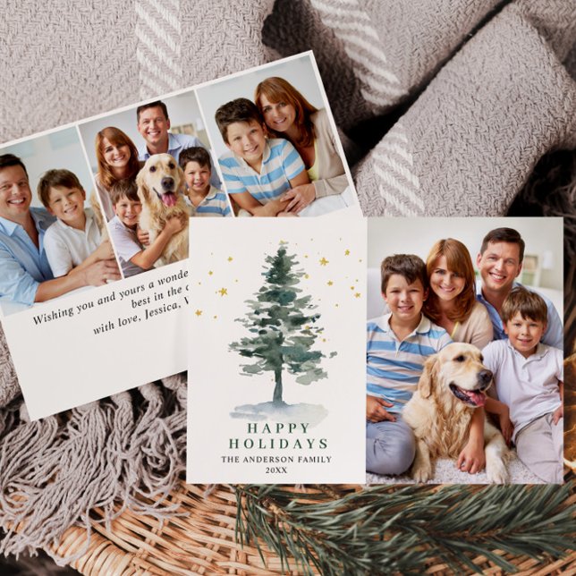 Cartão De Festividades 4 PHOTO Minimalist Christmas Tree Greeting (Criador carregado)