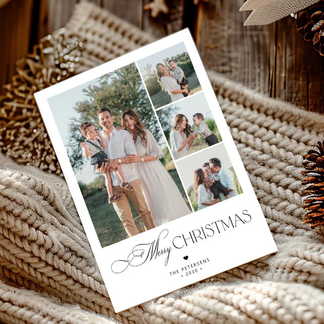 Cartão De Festividades 4 photos minimalist elegant Merry Christmas (Criador carregado)