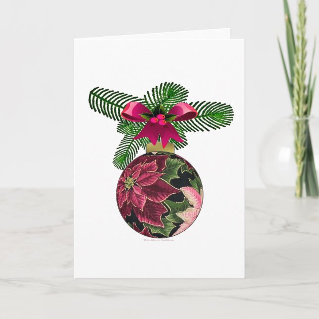 Cartão De Festividades 50 Retro Poinsettia Borgonha (Frente)