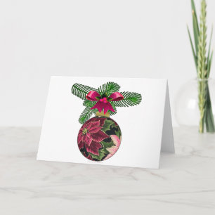 Cartão De Festividades 50 Retro Poinsettia Ornamento Borgonha