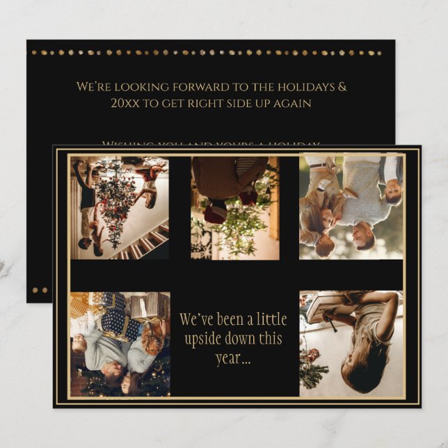Cartão De Festividades 5 Colagem de Fotos Natal ao Contrário Férias de Na (Frente/Verso)