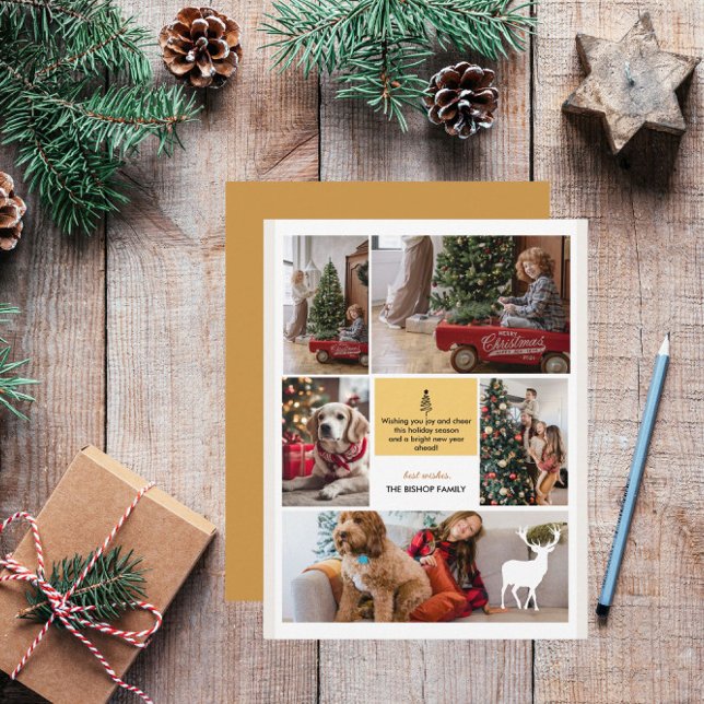 Cartão De Festividades 5 Colagem de Fotos Saudação de Script de Natal Fel (Criador carregado)