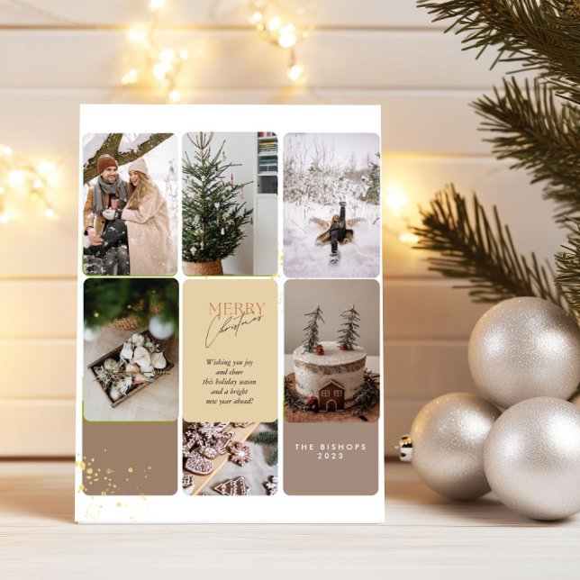 Cartão De Festividades 5 Foto Colagem Feliz Saudação de Natal (Criador carregado)
