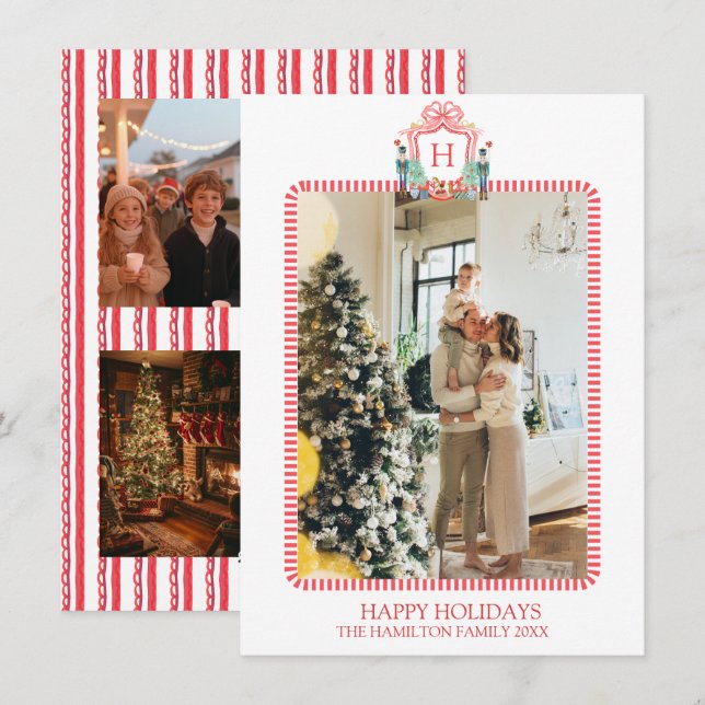 Cartão De Festividades 5 Foto do quebra-cabeça Monograma Foto Avô Milenar (Frente/Verso)