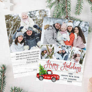 Cartão De Festividades 5 Foto Feliz Caminhão da Fazenda Vermelha de Natal