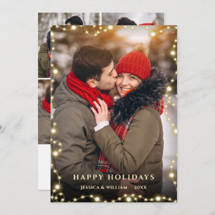 Cartão De Festividades 5 FOTO Feliz Natal Dourado Saudação Sparkle