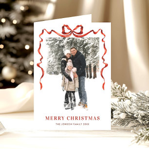 Cartão De Festividades 5 Foto Festivo Boho Vermelho Friso Arco de Natal