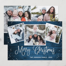 Cartão De Festividades 5 FOTO Natal Russo Blue Wood Saudação