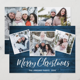 Cartão De Festividades 5 FOTO Natal Russo Blue Wood Saudação