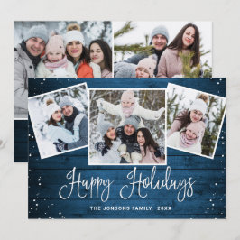 Cartão De Festividades 5 FOTO Natal Russo Blue Wood Saudação