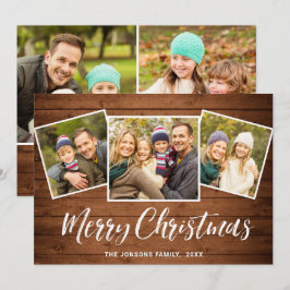 Cartão De Festividades 5 FOTO Natal Russo Madeira Marrom Saudação