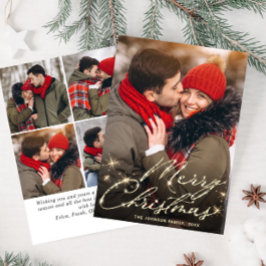 Cartão De Festividades 5 FOTO Ouro moderno Saudação de Natal