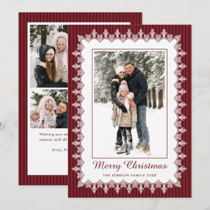 Cartão De Festividades 5 Foto Quadro de Natal Retro Elegante Renda Vintag