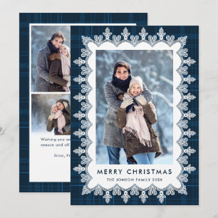 Cartão De Festividades 5 Foto Quadro de Natal Retro Elegante Renda Vintag