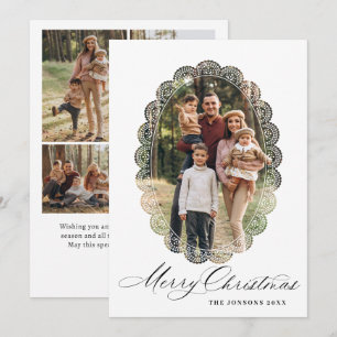 Cartão De Festividades 5 Foto Quadro de Natal Retro Elegante Renda Vintag