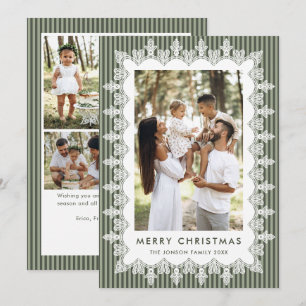 Cartão De Festividades 5 Foto Quadro Natal Retro Elegante Renda Vintage